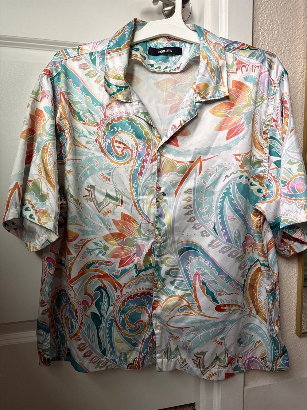 Fashion Nova Multicolor Paisley Short Sleeve Button-Up Shirt